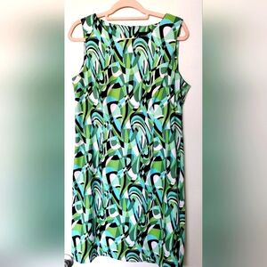 Connected Apparel Green and Black Abstract Midi Dress